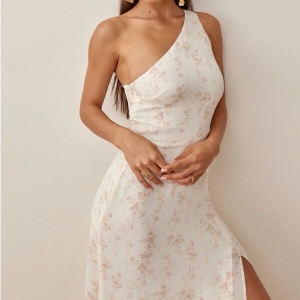 Reformation Evelyn Floral One-Shoulder Dress